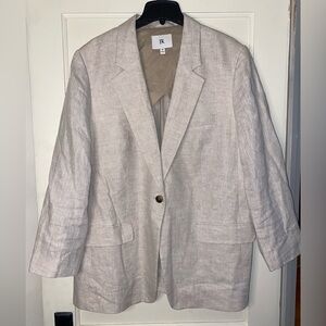 Banana Republic Lina Relaxed 100% Linen Blazer Natural Beige 18 Women One Button